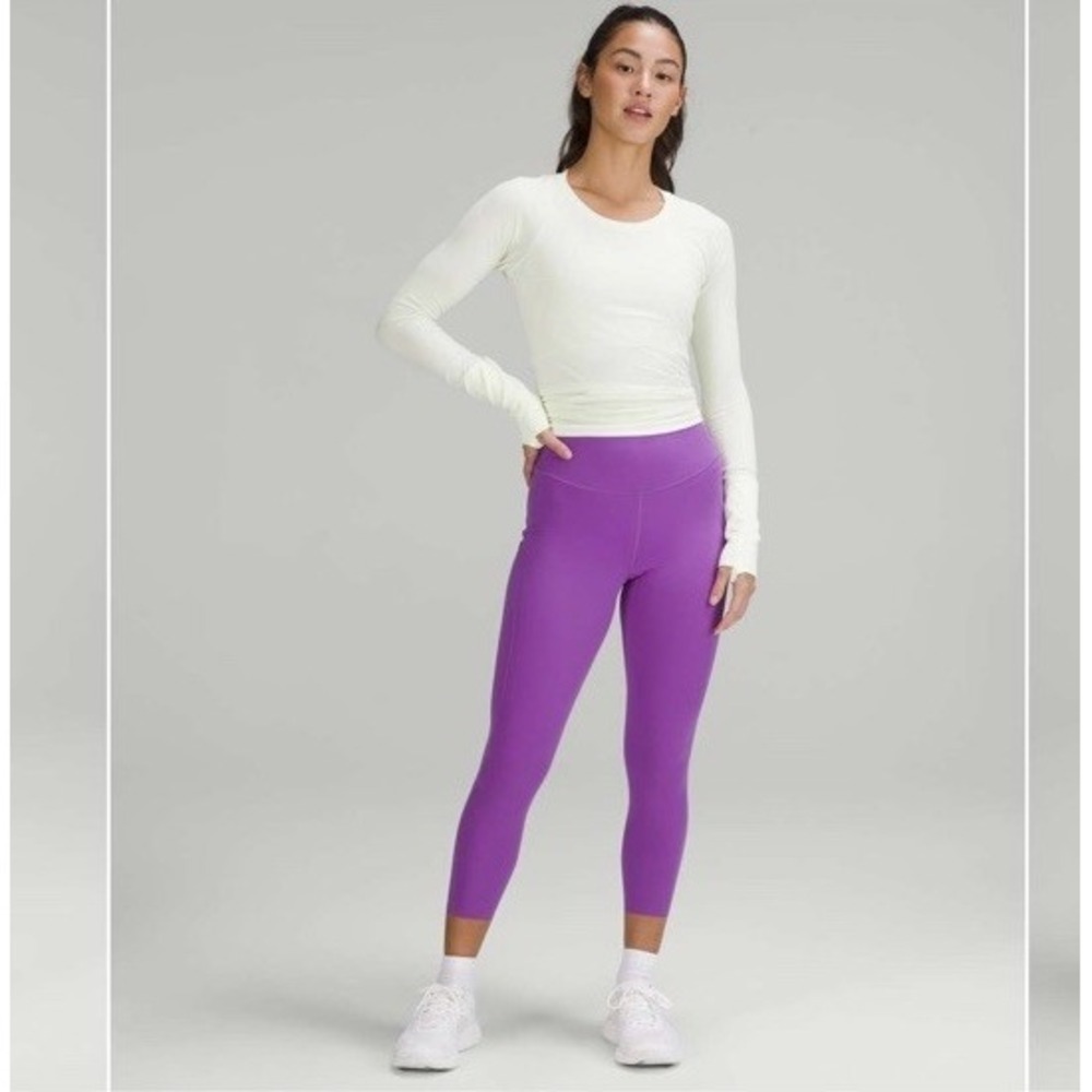 Lululemon Base Pace High-Rise Crop 23" Moonlit Magenta Nulux Leggings Size 4